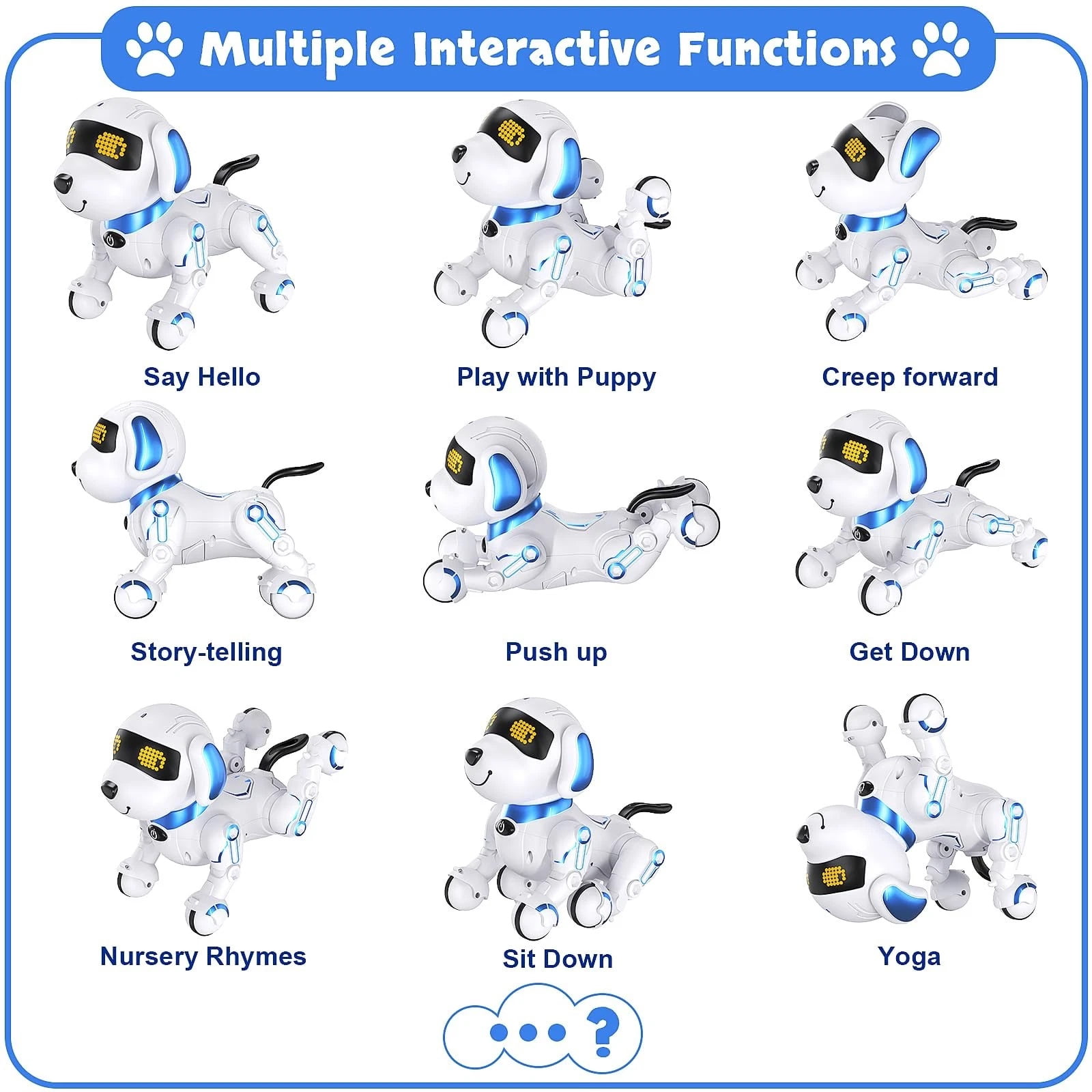 Ficcug Remote Control Robot Dog Toy, Digital Programmable Smart Interactive Puppy Pet with Touch Sensing,Gift for Boys Girls Kids 3+