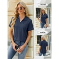thumbnail image 7 of SLADYGLO Women V Neck Chest Pocket Short Sleeve Curved Hem Cutout Textured Top, 7 of 7
