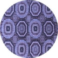 thumbnail image 1 of Ahgly Company Machine Washable Indoor Round Abstract Blue Modern Area Rugs, 3' Round, 1 of 4