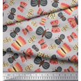 thumbnail image 2 of Soimoi Tissu Gris Moss Georgette Insecte Imprimé 1 Yard 42 Pouces de Large, 2 of 5