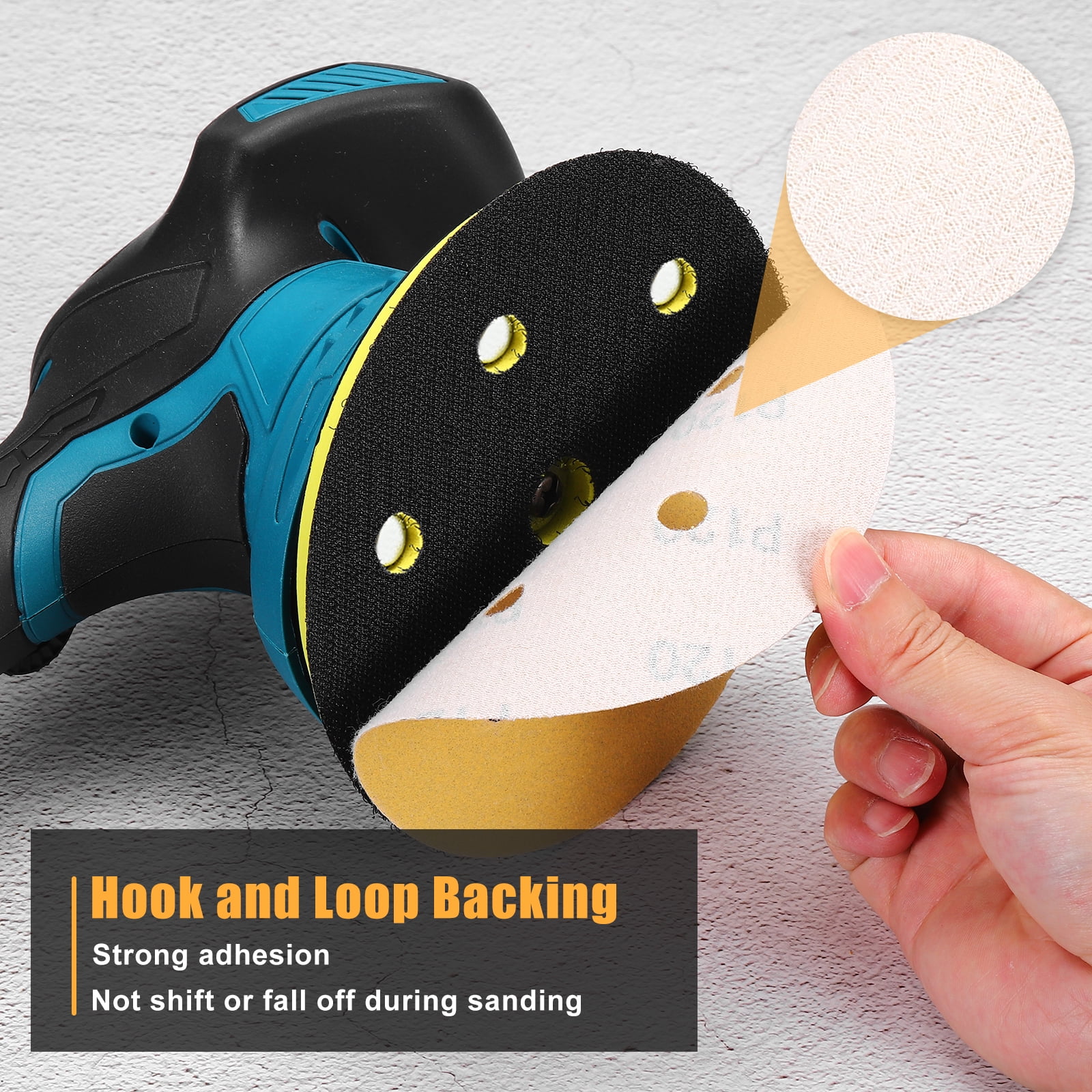 50 Pack 6 Inch Sanding Disc 100 Grit 6 Hole Round Hook and Loop Sandpapers Fit for Random Orbital Sander Automotive or Cars Repairing, Grinding or Polishing, Yellow
