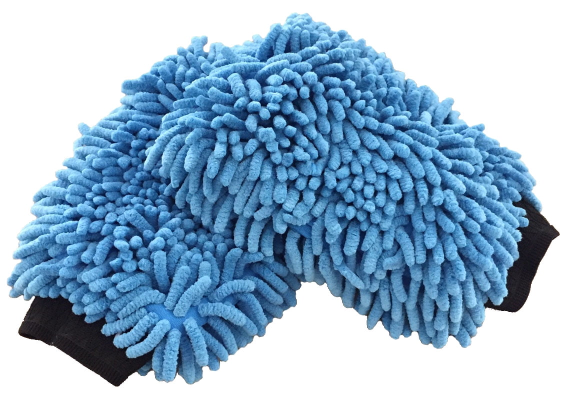 Shine Doctor Microfiber Car Wash Mitt Duster, Professional Grade, 600GSM(Qty. 2) Blue - Ultra Absorbent, Lint & Scratch Free