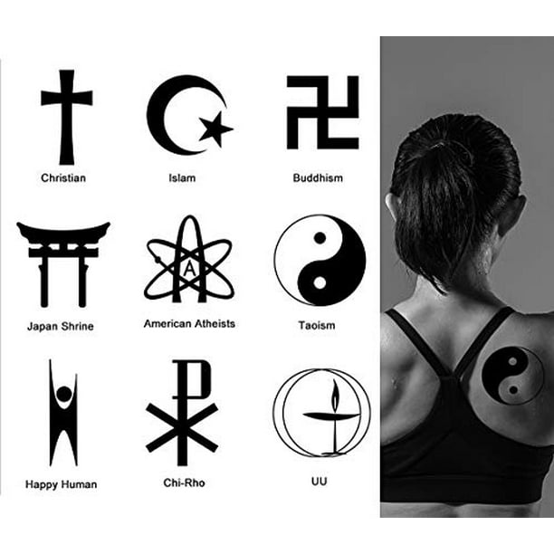 2 Sheets Temporary Tattoos For Men Women Christian Fashion Body Art Cross Islam Sticker Sexy Fake Church Faith Tattoo Special Design Waterproof Black Tattoos Walmart Com