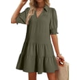 thumbnail image 1 of Vestido casual Dokotoo 2025 para mujer, verano, cuello en V, verde oscuro, 1 of 6