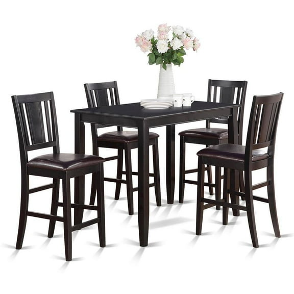 FurniFact Elegant Counter Height Dining Table Set for 4 with Chairs – Black