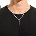 thumbnail image 4 of Miren S925 Sterling Silver Cross Pendant Cross Necklace for Men, Mens Cross Necklace 18K Gold Plated Silver Black Figaro Chain Necklace for Men Women 16 18 20 22 24 Inch Cross Necklace, 4 of 7