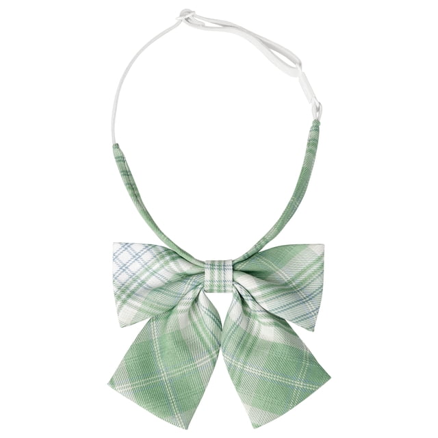 INSPIRAR CHIC Corbatas de moño preatadas a cuadros, lindas, elegantes y coloridas para mujeres, uniforme escolar, verde