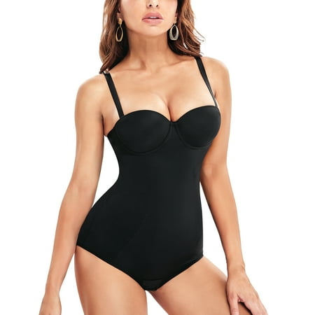 

CtriLady Women s Bodysuit Slimming Shapewear Jumpsuits with Built-in Bra Tummy Control Bodysuits Tops Sleeveless Underwear Carving Camisole Body Shaper(Black 3X-Large)