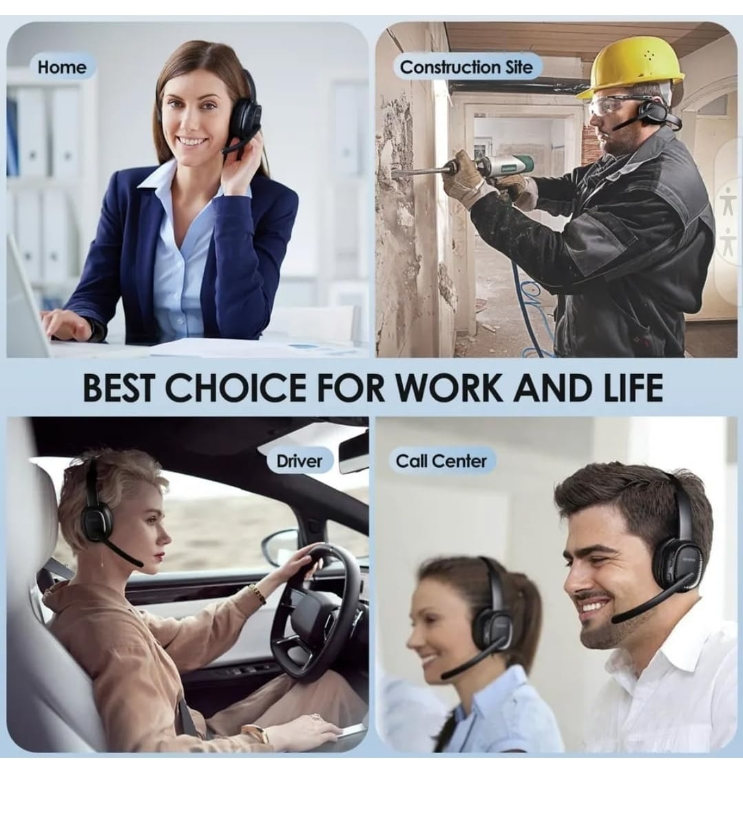 Sindoo JH-101 On-Ear Trucker Bluetooth Headset with Noise-Cancelling Microphone, Lightweight, Wireless Single Earpiece Design, Compatible with All Bluetooth Devices - Black
