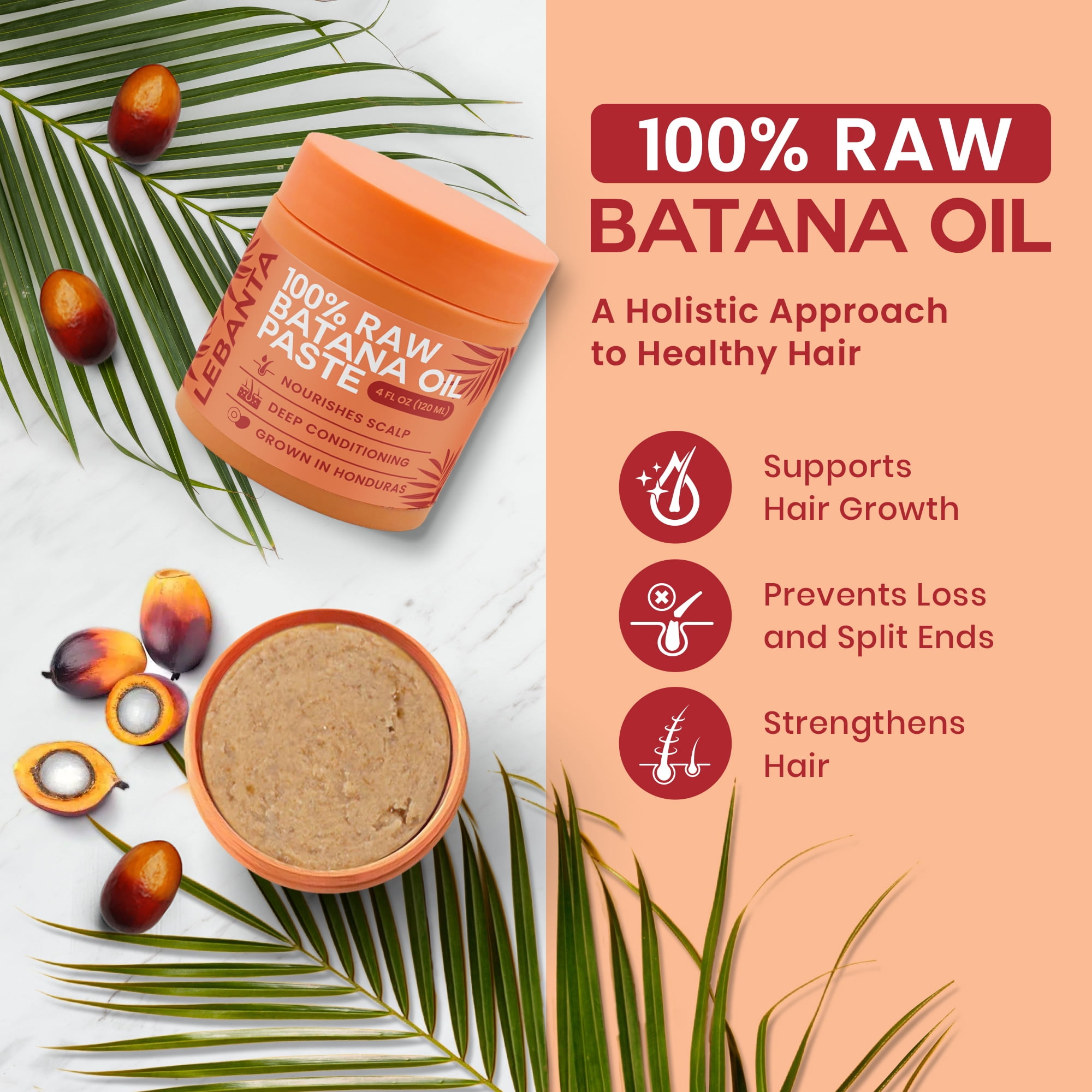 Lebanta Hair Growth, Thickening Hair Mask with Raw Batana Oil, 4oz