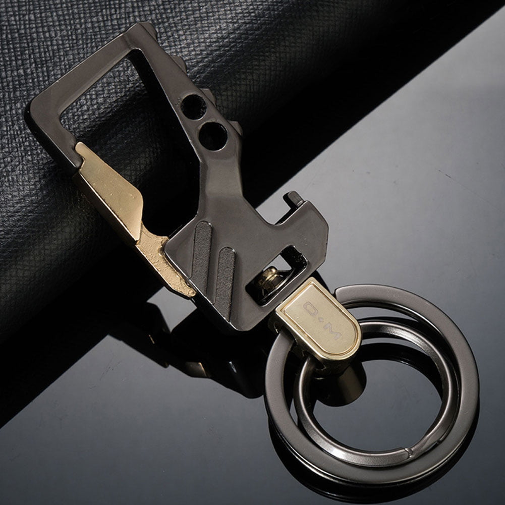 JCBIZ 2PCS Retractable Key Chain Zinc Alloy High Resilient Stretch Key Ring Holder Tool Telescopic Rope Anti-Lose Gold