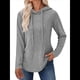 thumbnail image 3 of Sudadera con Capucha de Punto Acanalado Suave para Mujer, Suéter de Larga, Sudadera Ligera y Acogedora para Otoño. Gris XXL, 3 of 6