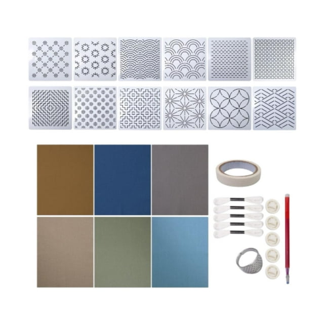 KLKCMS Embroidery Starter Kit Accessories Embroidery Fabrics Decoration Materials Sewing Set for Garment Coaster Quilting Arts Craft Set A