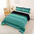 thumbnail image 3 of Castle Fairy Minimalist Horizontal Stripe King Size Comforter Sets 3pcs,Geometric Thin Line Comforters King Size,Teal Mint Emerald,Reversible,1 Comforter and 2 Pillowcases, 3 of 6