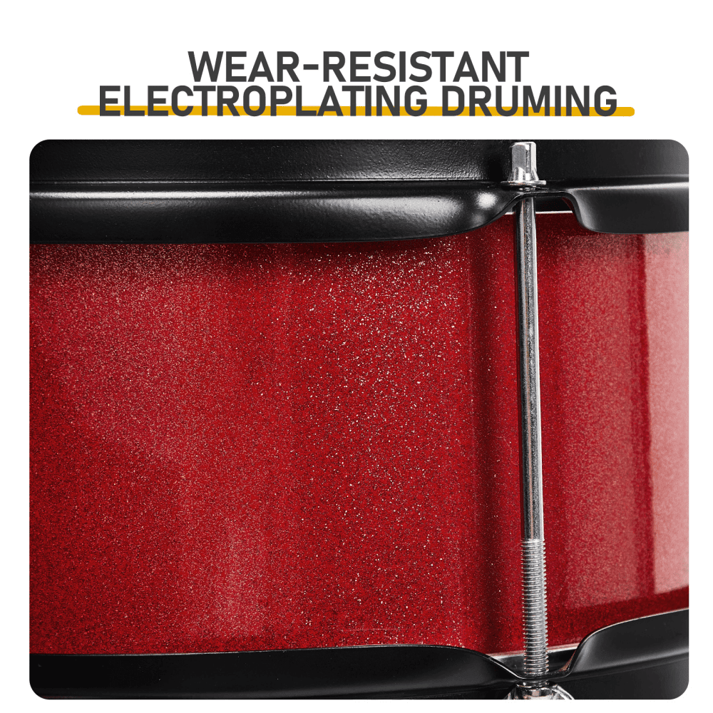 Tcbosik 3 Piece Junior Drum Set for Beginners with Bass Tom Snare Drum, 14 inch Drum Kit with Sticks, Cymbal and Pedal, Red