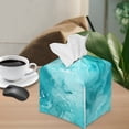 thumbnail image 5 of POLERO Decorative Tissue Box Cover Square - Waterproof PU Leather Tissues Cube Boxes Holder Aesthetic Desk Decor for Room, Home & Office - Light Blue Marble, 5 of 7