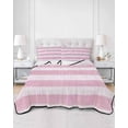 thumbnail image 2 of Quilts Twin-XL Size Bedding Set, Pink Striped Lightweight Quilted Comforter, Farmhouse Vintage Stripes Soft Reversible Bedspread Coverlet with Pillow Covers for All Season, 68" x 98", 2 of 7