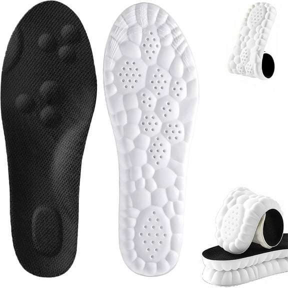 Steppers Insoles for Men Women, 4d Cloud Technology Insole, Memory Foam Orthopedic Insoles for Shoes (2 Pcs Black, 4-4.5 Men/6-6.5 Women)