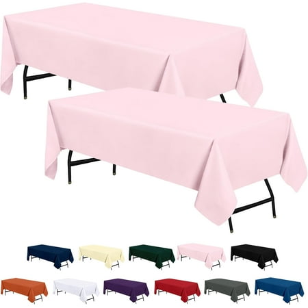 

XIACOCO-2 Pack 6 Foot Rectangle Table Cloth [60X102 Inches Pink] Stain And Wrinkle Resistant Tablecloth Washable Polyester Cover For Dining Buffet Parties Picnic And Weddings