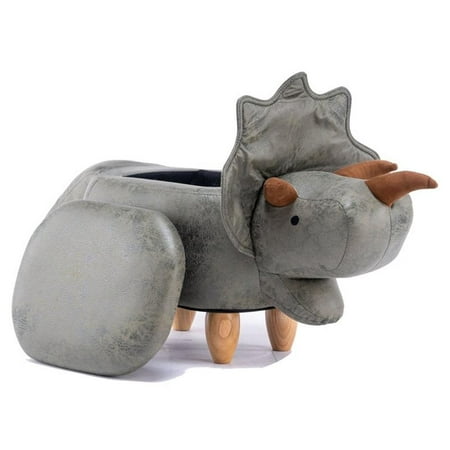 Home 2 Office Dean The Dinosaur Fabric Storage Ottoman/Stool in Gray/Natural