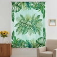 thumbnail image 2 of Tropical Leaves Sheer Curtains 63 Inches Long, Watercolor Monstera Palm Leaf Botanical Green Light Filering Curtains, Breathable Simi Curtain Privacy Drapes for Living Room Bedroom Window Treatment, 2 of 7