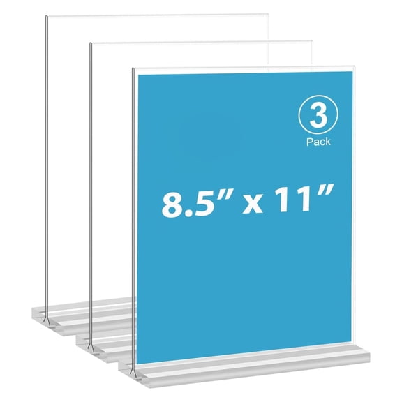 UHIAGREE 3 pack Acrylic Sign Holder,Clear Double Sided Table Display Stand,Menu Holder, for Business
