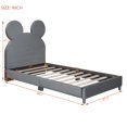 thumbnail image 3 of Twin Size Platform Bed Frame With Bear Ear Shape Headboard Velvet Upholstered Cute Platform Bed For Living Room, Bedroom, Guest Room Boys & Girls, 3 of 8