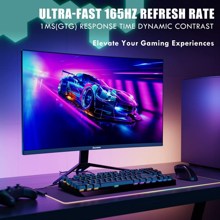 Xgaming 27-inch 165Hz/144Hz Curved Gaming Monitor, Ultra Wide 16:9 1440p PC  Monitor for Laptop with 2*Speakers, 1ms AMD, QHD2K(2560 x 1440p) HDR  Computer Monitor Support VESA, HDMI&DP, Metal Black 