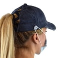 thumbnail image 6 of C.C Ponycap Criss Cross Messy Bun Side Button For Mask Adjustable Baseball Cap, Navy, 6 of 6