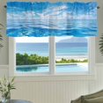 thumbnail image 3 of Summer Ocean Valances for Windows Seawater White Clouds Blue Sky Rod Pocket Curtain Valance Window Treatment Short Curtains for Kitchen Living Room, 60"x14", 3 of 9