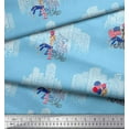 thumbnail image 3 of Soimoi Blue Moss Georgette Fabric Text,Women & Bulidings Architectural Print Sewing Fabric Yard 42 Inch Wide, 3 of 3