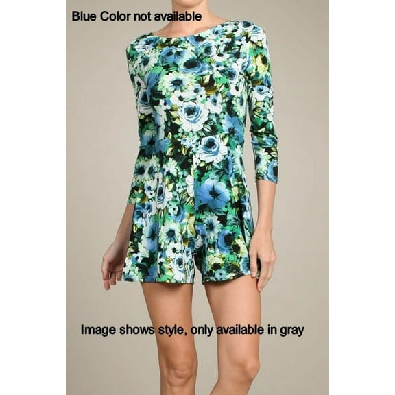 AMBITION Floral Print Boat Neck Romper with 3/4 Sleeves