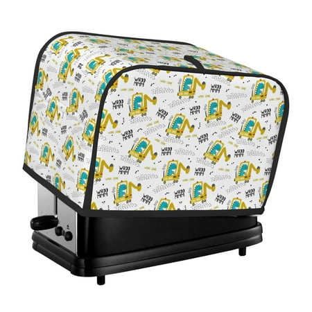 

KLL Dinosaur on Excavator Print 2 Slice Toaster Dust Covers Kitchen Small Appliance Cover with 2 Pockets Can hold Jam Spreader Knife & Toaster Tongs (11.4 x 7.9 x 7.5)