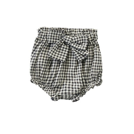 

Seyurigaoka Baby Girls Triangle Pants Plaid Ruffle Ruched Big Waist Bow High Waist Briefs Infant/Toddler Stretchy Thigh Cuff Underwear