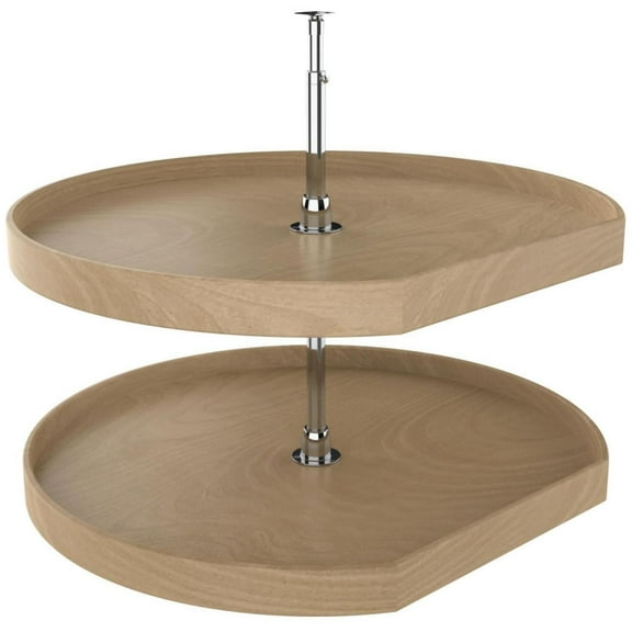 Rev-A-Shelf Ld-4Nw-272-32-1 Lazy Daisy Wood Double 2 Tier 32" D Shaped Lazy Susan - Chrome