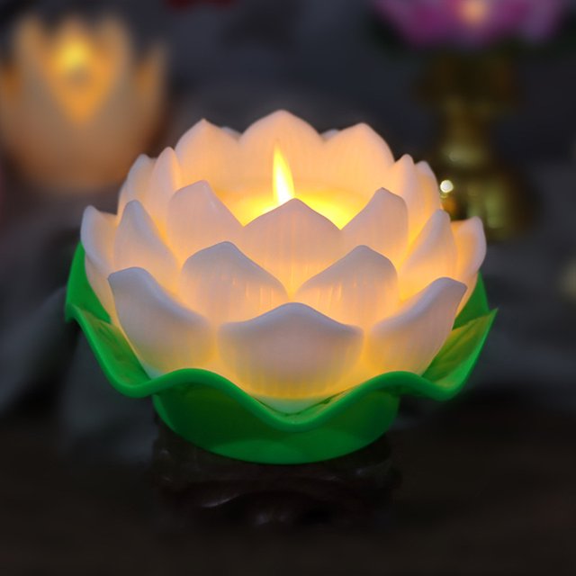 Luz Nocturna De Flor De Loto Vela electrónica LED creativa, velas de loto con pilas, loto romántico