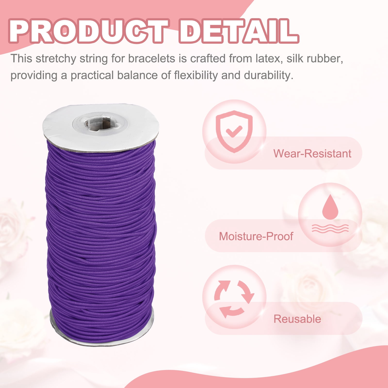Uxcell Stretchy String for Bracelets, Elastic Crystal Thread Stretch Elastic Beading Cord 2mm & Dark Purple-Fitting For(Bracelets/Sewing/Beading/Necklace/Jewelry Making/Crafts DIY)