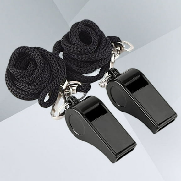 Masteelf Plastic Whistles for Emergency Use with Black Lanyard 5 Pieces Suitable for Sports and Training