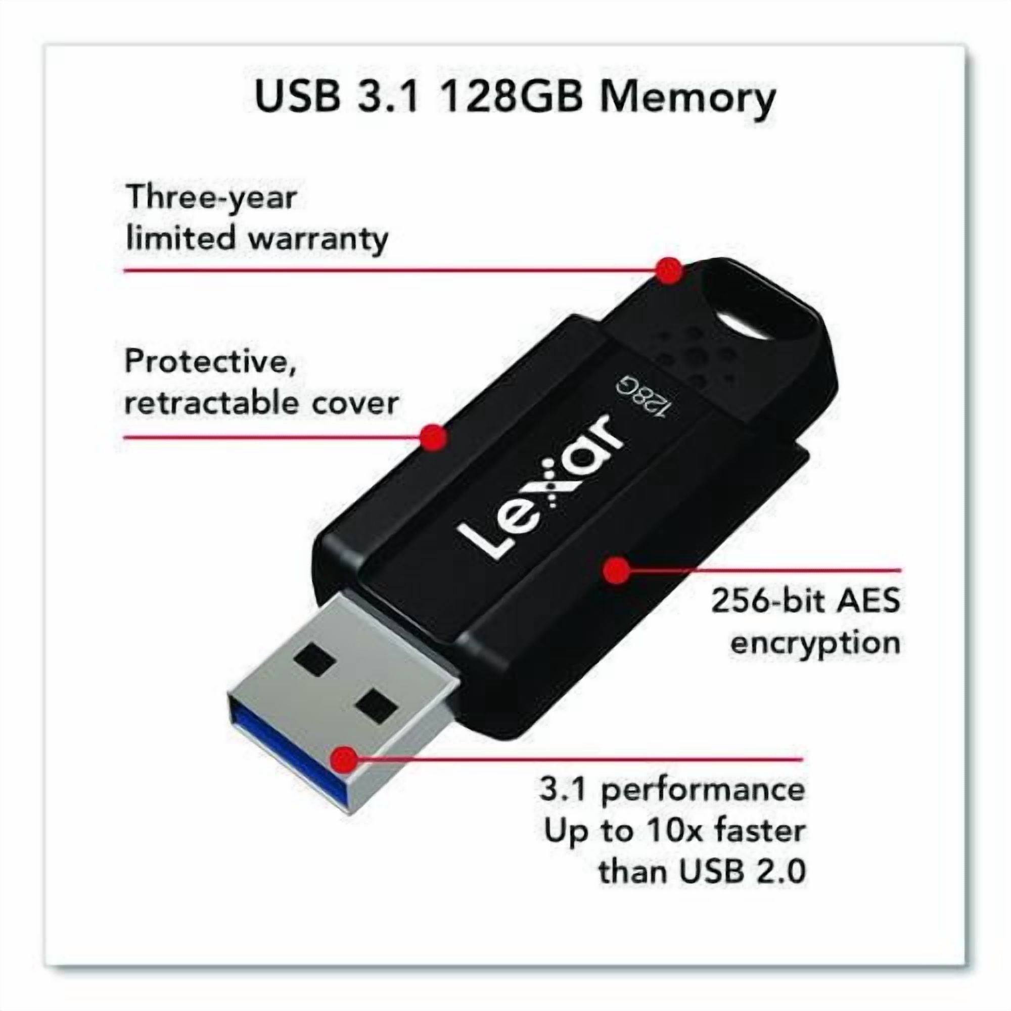 S803.1 USB Flash Drive, 128 GB, Black | Bundle of 2