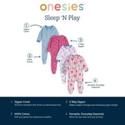 Onesies Brand Baby Girl Sleep 'n Play Footed Pajamas, 4-Pack, Sizes Newborn-6/9 Months