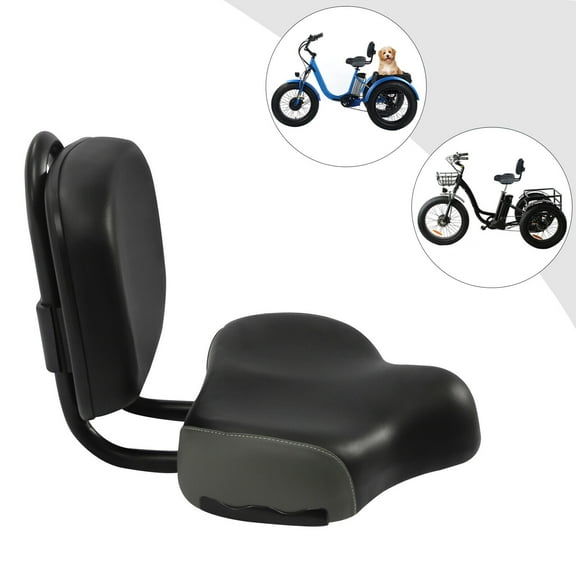 Bike Saddle Exercise Bike Seat Adjustable Back Cushion with Backrest Replacement Soft Back Rest PU Cushion for Mountain Bike Tricycle Commuter Bike