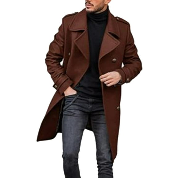 JIKNTTR Men's Loose Solid Color Long Coat Fashion Jacket Classic Dailywear Leisure Coats Comfy Casual Overcoats
