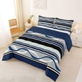 thumbnail image 2 of jejeloiu Nautical Striped Full Size Comforter Sets,Wave Print Bedding Comforter Set For Boys,Blue Gray,Navy Blue Reversible,3-Piece,1 Comforter and 2 Pillowcases, 2 of 7