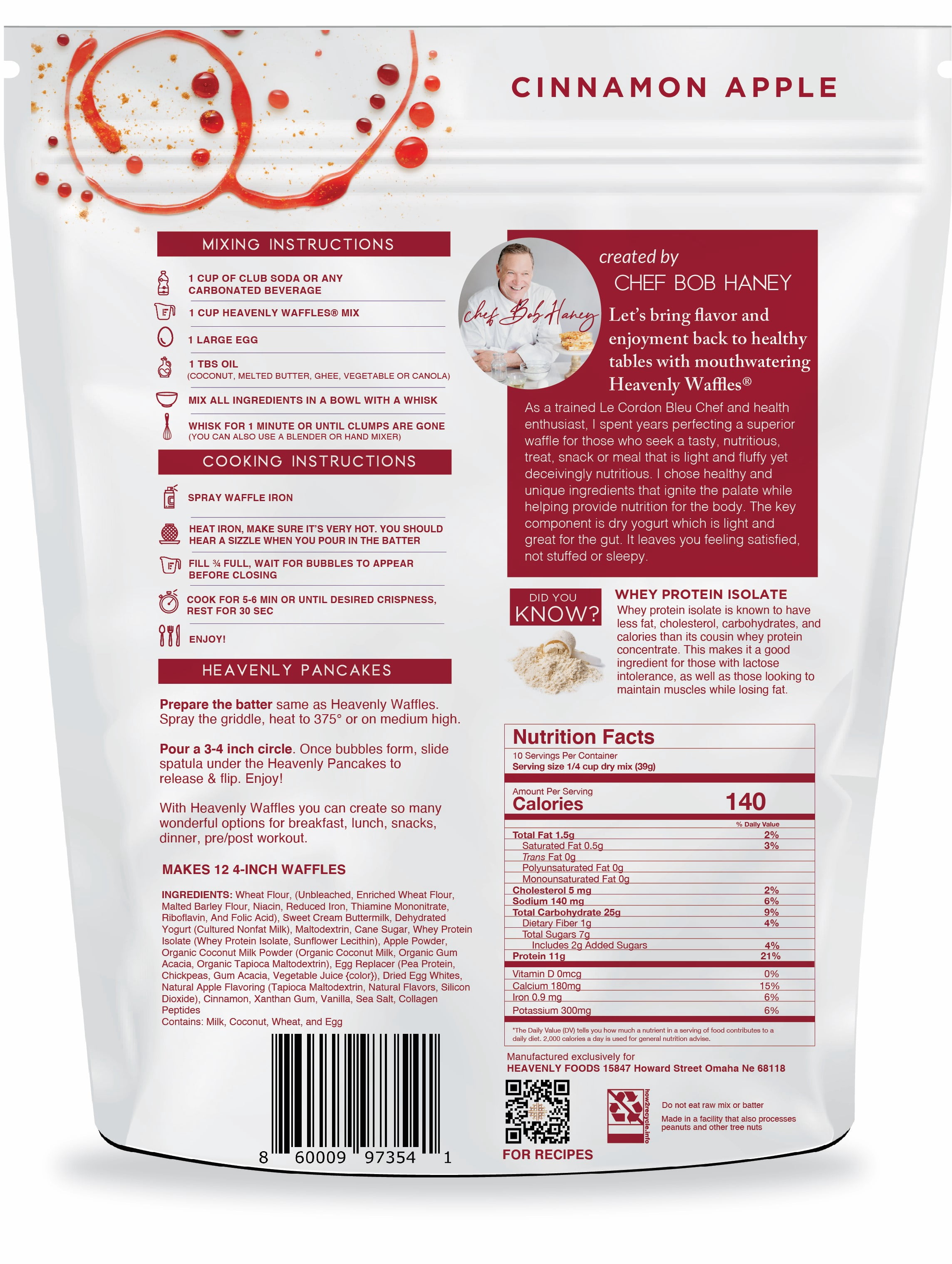(5 pack) Heavenly Waffles Cinnamon Apple Waffle Mix 13.5 oz