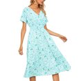 thumbnail image 2 of Txlixc Vestido de Verano para Mujer, Estampado Floral Cuello en V Manga Corta Falda Casual de Cintura Delgada para Damas, 9 Colores Txlixc  Estilo de ocio, 2 of 5