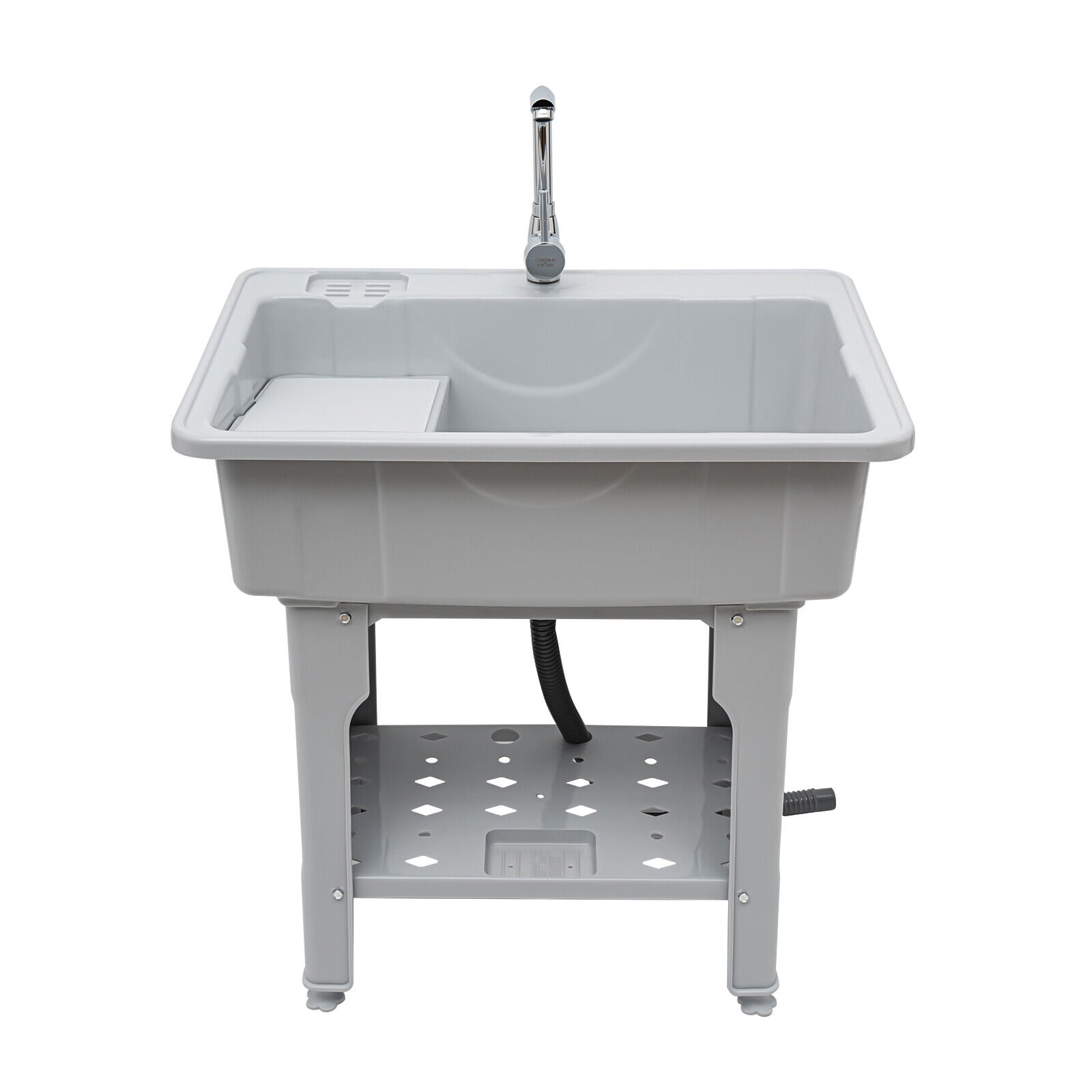 Miumaeov Utility Sink Laundry Tub Freestanding Sink Wash Station 360° Rotatable Faucet & Washboard