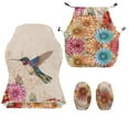 thumbnail image 4 of SCRAWLGOD Hummingbird Flower Print Light Brown Beige Pattern Gaming Chair Cover Set of 4, Rotating Chair Slipcover Covers with Elastic Bottom Computer Reclining Chair Slipcover with Armrest Cover, 4 of 7