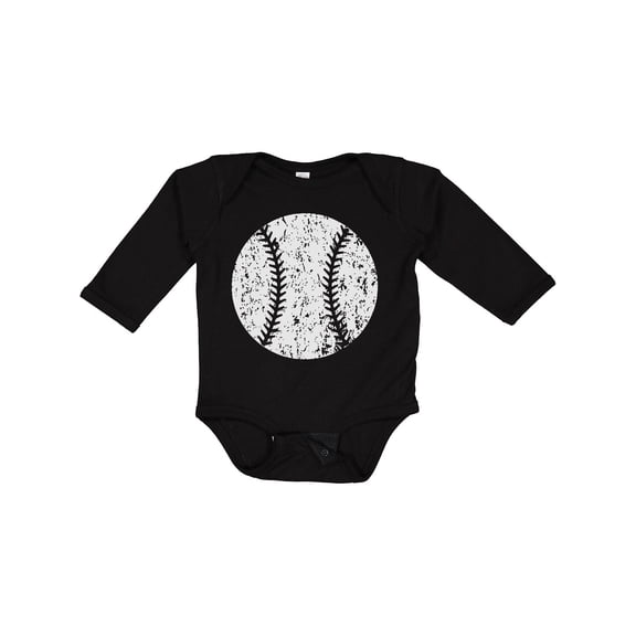Inktastic Distressed Baseball in White Boys or Girls Long Sleeve Baby Bodysuit