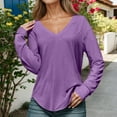 thumbnail image 6 of Fiaer,Long Sleeve V Neck Tshirts for Women,Womens Plus Size Loose Fit Casual T Shirts,Women's Trendy Going out Basic Tops Purple M, 6 of 6