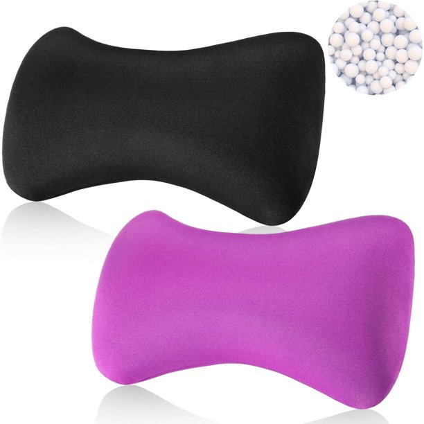Paquete de 2 almohadas de microperlas para el cuello, 15 x 8 x 2 pulgadas, reposacabezas de hueso, almohadas de microperlas para dormir, cojín suave, cómodo soporte para adultos, espalda, sofá cama,